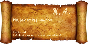 Majerszky Ambos névjegykártya
